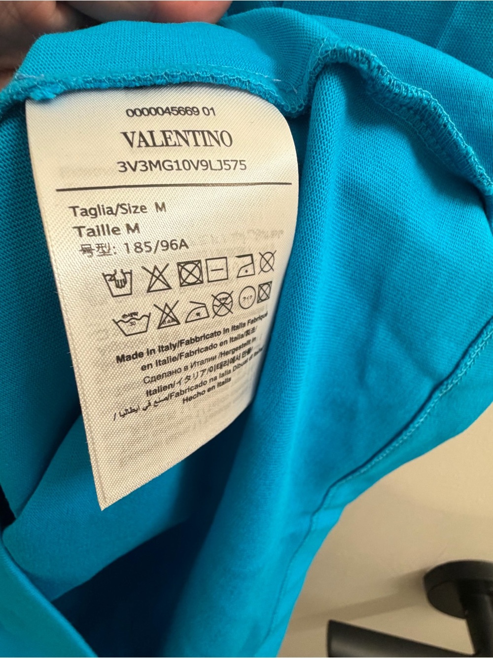 Valentino Turquoise Logo Crewneck Tee T-Shirt - Picture 4 of 6